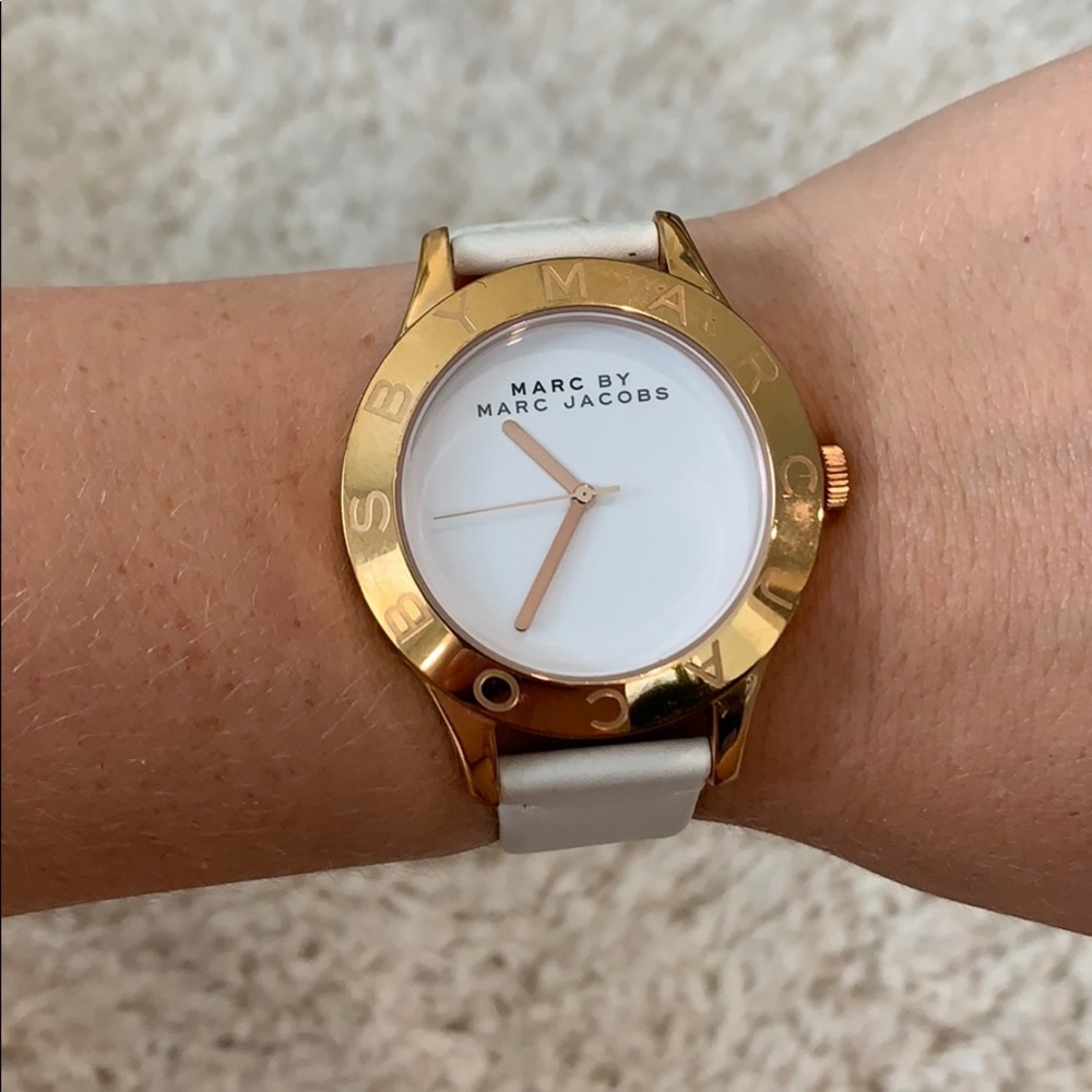 Marc Jacobs watch - white leather and gold metal